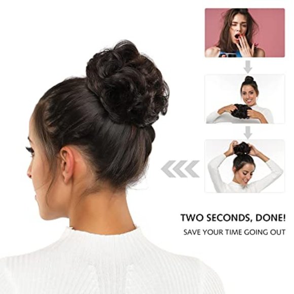 Messy Hair Bun Hair Scrunchies Extension Medium Brown Hair New - Picture 3 of 3